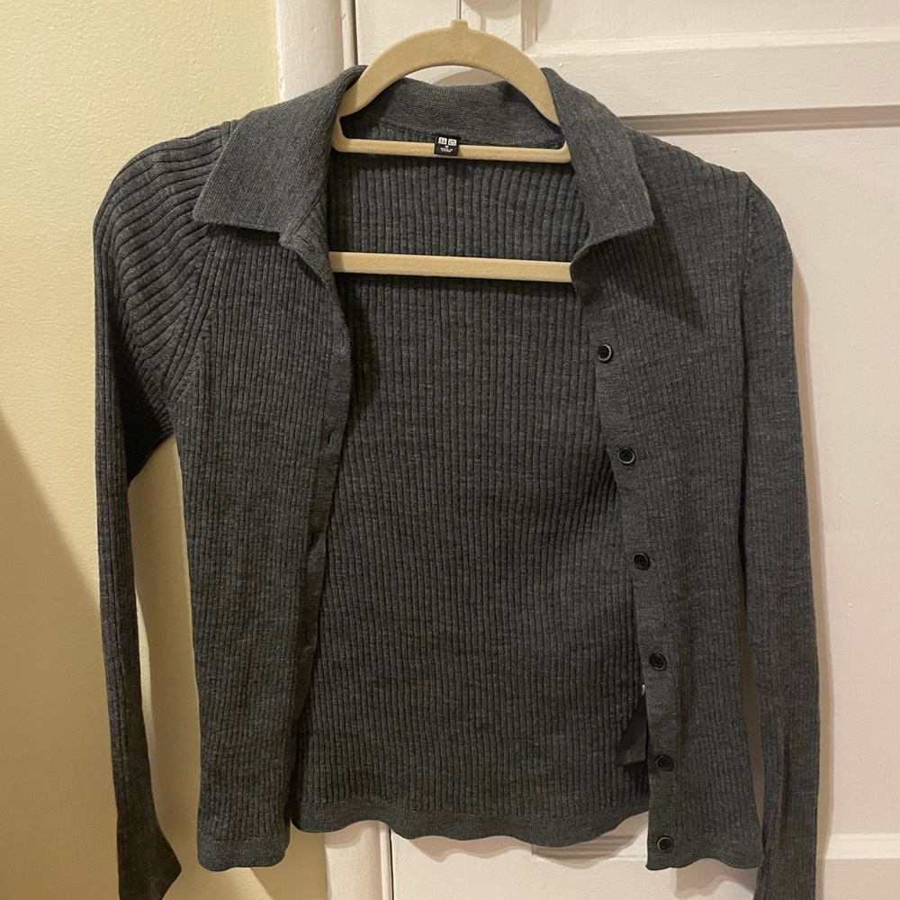 Uniqlo Gray Wool Cardigan